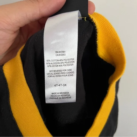 NFL Team Apparel Steelers Black and Yellow Kids Shirt-Size 4T - Picture 5 of 5